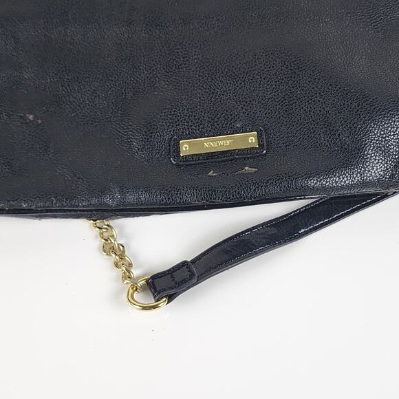 Vintage Nine West Black & White Shoulder Purse Gold Chain Strap & Pink Inside - Picture 12 of 12